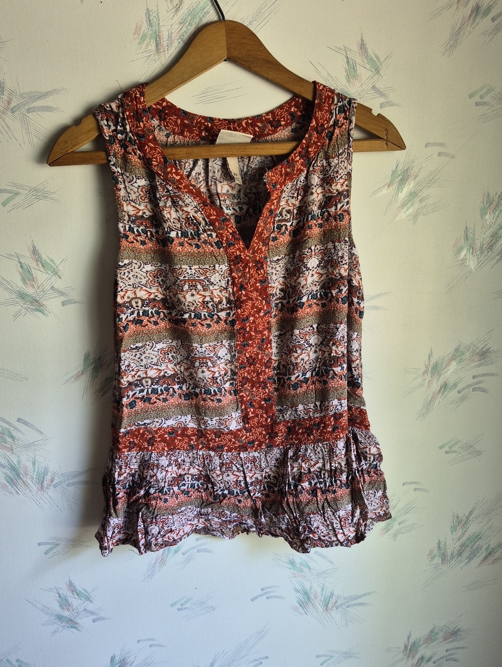 Knox Rose Red Floral Peplum Tank Top XS